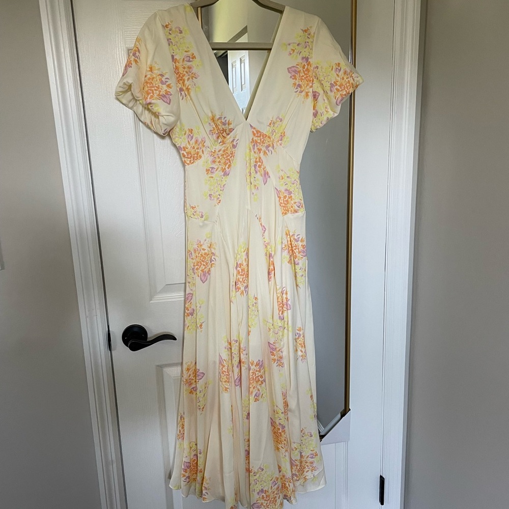 Free People Laura Floral Print V Neck Dress